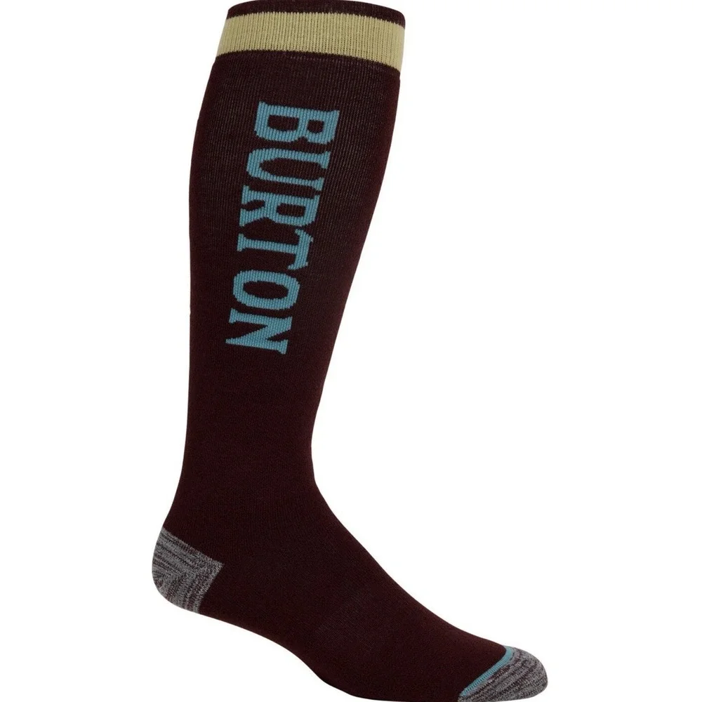 Burton Men's Weekend Ski snow Socks 2 Pack Mushroom Green Maroon Large Snowboard